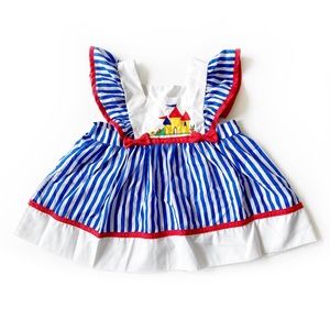 Vintage Girls Castle Dress - Pinafore, 80s 70s, Baby Shower Gift, Kids Clothes